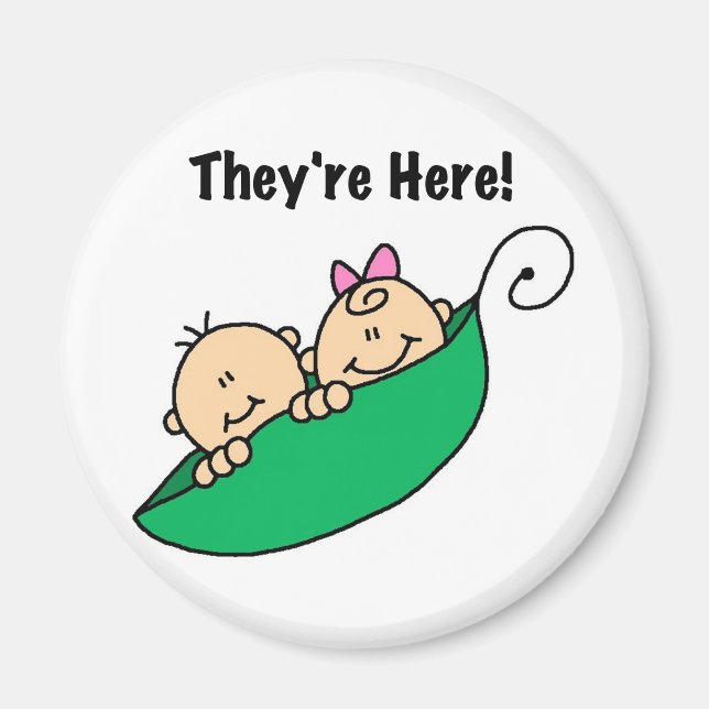 Twins They're Here Magnet (Front)