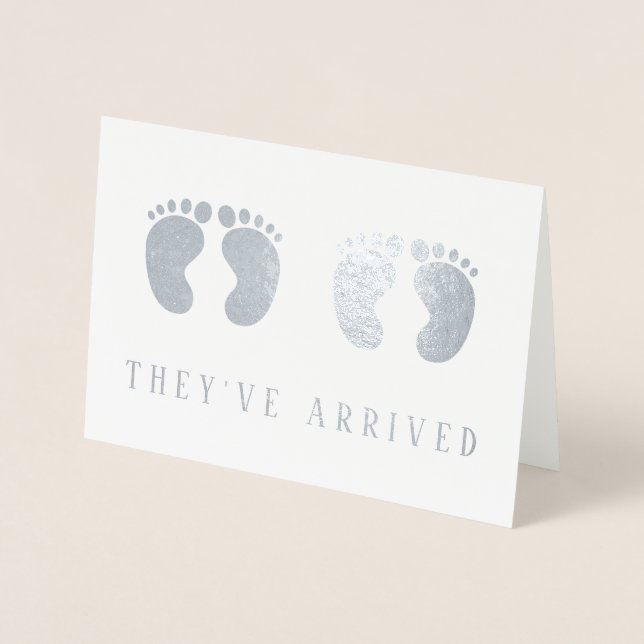 Twins They've Arrived Funny  Silver Foil Card (Front)