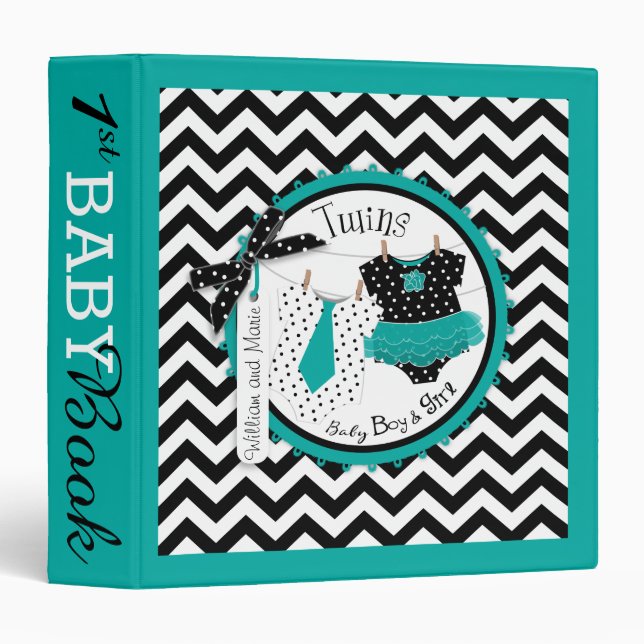 Twins Tie Tutu Memory Book Album 3 Ring Binder (Front/Spine)