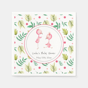 Twins Tropical Flamingo Personalized Baby Shower Napkins