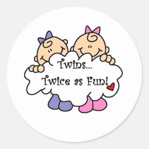 Twins Twice as Fun Classic Round Sticker