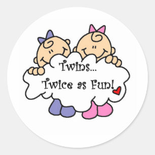 Twins Twice as Fun Classic Round Sticker