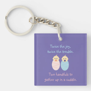 Twins = Twice the Joy Cute Poem Keychain