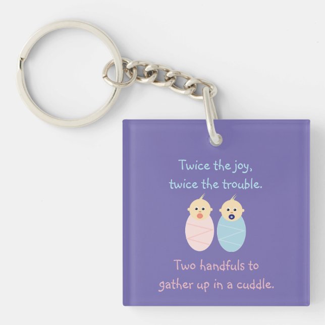 Twins = Twice the Joy Cute Poem Keychain (Front)