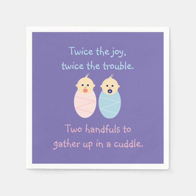 Twins = Twice the Joy Cute Poem Napkins (Front)