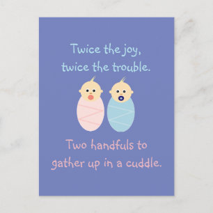 Twins = Twice the Joy Cute Poem Postcard