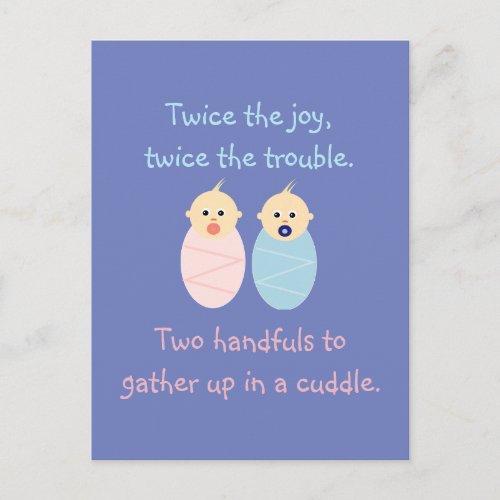 Twins  Twice the Joy Cute Poem Postcard