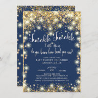 Twins Twinkle Twinkle Little Stars Baby Shower Invitation