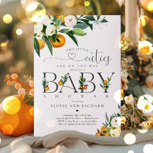 Twins Two Little Cutie On The Way Baby Shower  Invitation