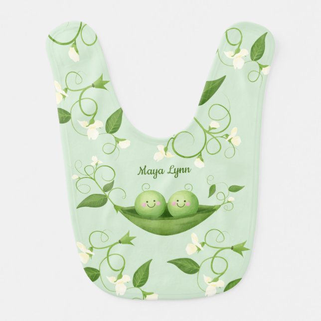 Twins Two Peas in a Pod Baby Shower  Baby Bib (Front)