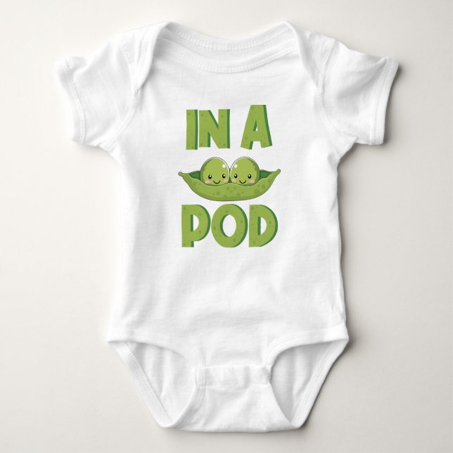 Twins Two Peas In A Pod Funny Baby Bodysuit (Front)