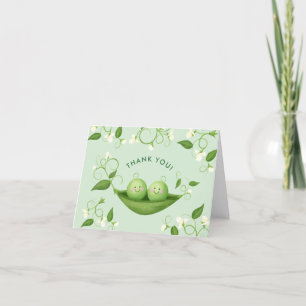 Twins Two Peas in a Pod Gender Neutral  Letterpress Thank You Card