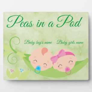TWINS TWO PEAS IN A POD TABLETOP PLAQUE