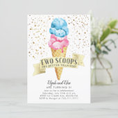 TWINS Two Scoops Boy and Girl Birthday Party Invitation (Standing Front)