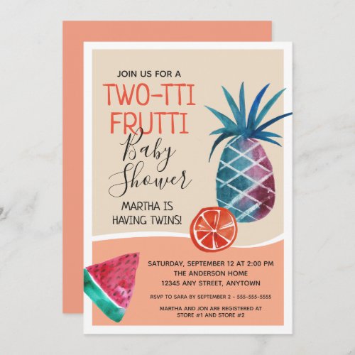 Twins Two_tti Frutti Baby Shower Invitation