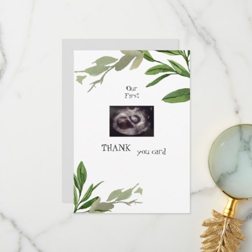 Twins Ultrasound Thanks Baby Viewpoint Foliage Thank You Card