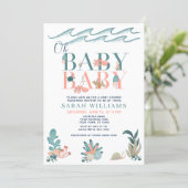 Twins Under the Sea Watercolor Oh Baby Baby Shower Invitation (Standing Front)