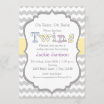 TWINS Unisex Chevron Baby Shower Invitation