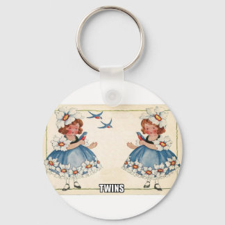 twins vintage style keychain