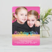 Twins Watercolor Rainbow Birthday Party Invitation (Standing Front)