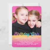 Twins Watercolor Rainbow Birthday Party Invitation (Front)