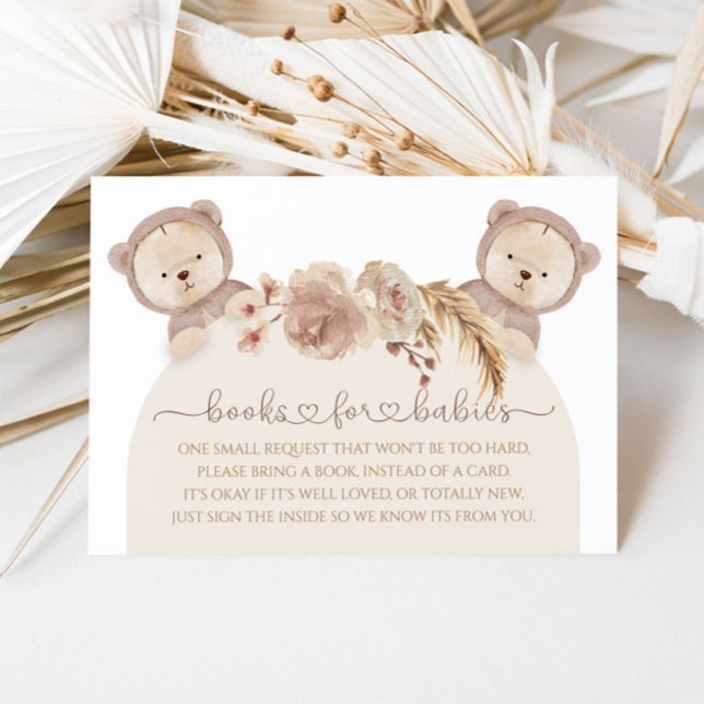 Twins We Can Bearly Wait Teddy Bear Book Request Enclosure Card (Creator Uploaded)
