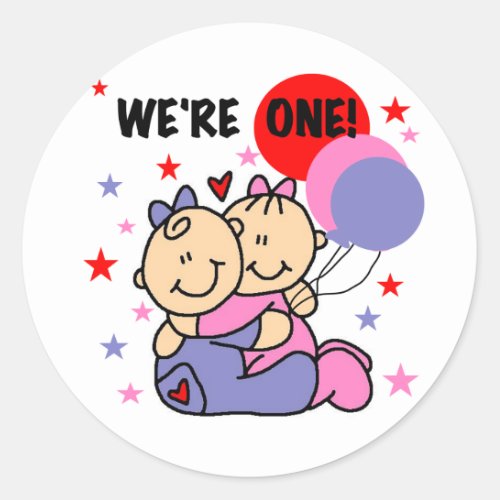 Twins Were One Birthday Tshirts and Gifts Classic Round Sticker