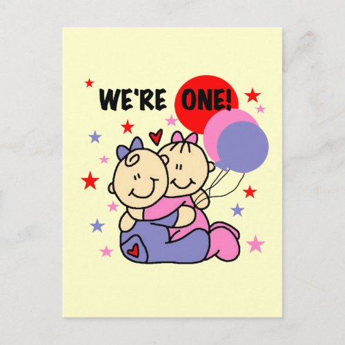 Twins Were One Birthday Tshirts and Gifts Postcard
