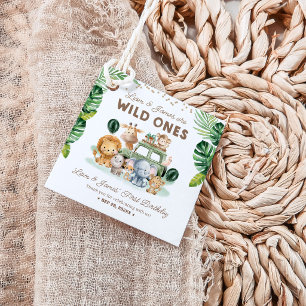 Twins Wild One 1st Birthday Safari Animals Favor Tags