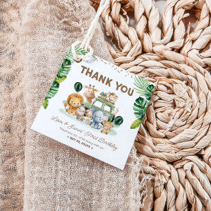 Twins Wild One 1st Birthday Safari Animals Favor Tags