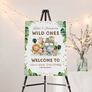 Twins Wild One 1st Birthday Safari Welcome Sign