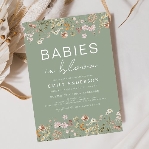 Wildflower Floral or wildflower baby shower invitation