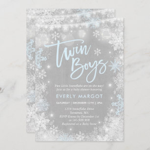 Twins Winter Baby Shower Invitation Rustic Shower