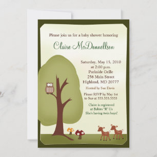 TWINS Woodland Forest  5x7 Baby Shower Invitation