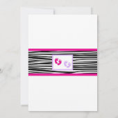 Twins Zebra Hot Pink and Purple Baby shower invite (Back)