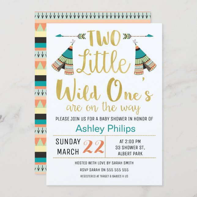 TwinsTribal Little One Faux Baby Shower Invitation (Front/Back)