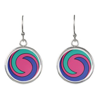 Twirl Circle With Pink Middle Earrings