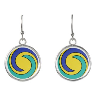 Twirl Circle With Yellow Middle Earrings