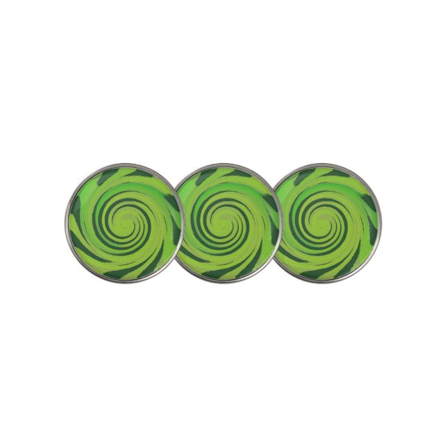 Twirl Me Green Pattern Golf Ball Marker (3 Up)