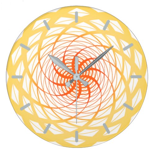 Twirl Orange Pattern Large Clock