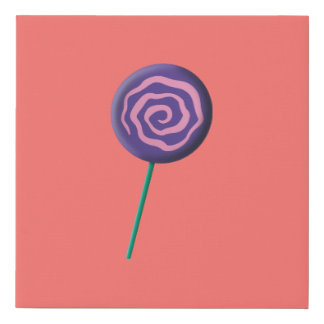 Twirled purple lollipop with pink faux canvas print