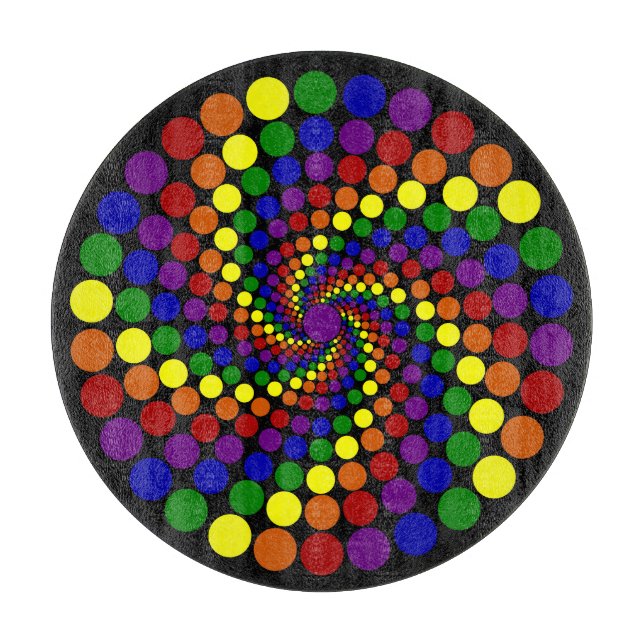 Twirling Color Wheel on Black Cutting Board (Front)