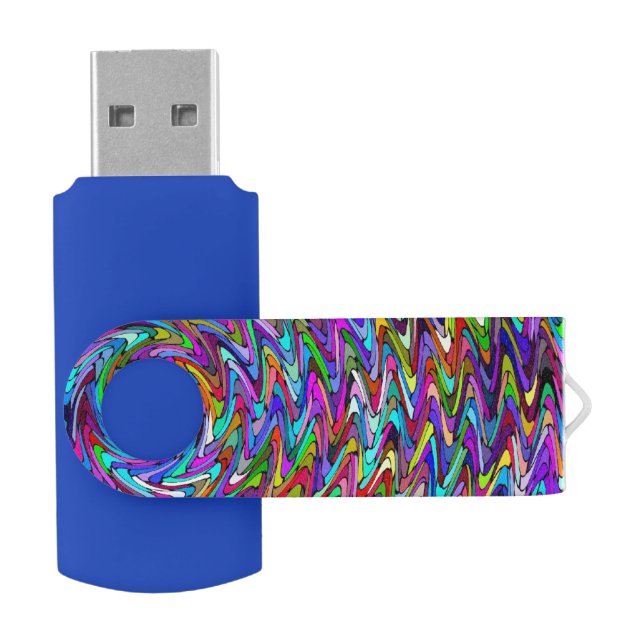 Twirling Colors Zigzag Pattern Flash Drive (Opened)