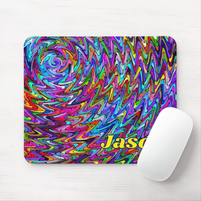 Twirling Colors Zigzag Pattern Mouse Pad (With Mouse)