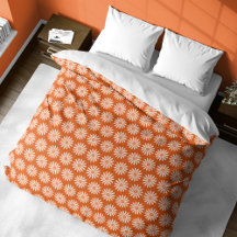 Twirling Daisies on Orange Duvet Cover