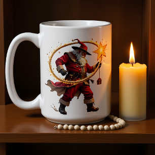 Twirling Lasso Cowboy Santa Coffee Mug