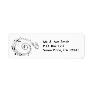 Twirling Musical Notes Label