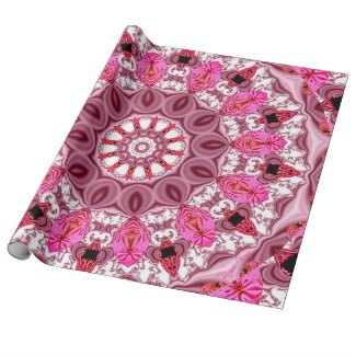 Twirling Pink, Abstract Candy Lace Jewels Mandala Gift Wrap Paper