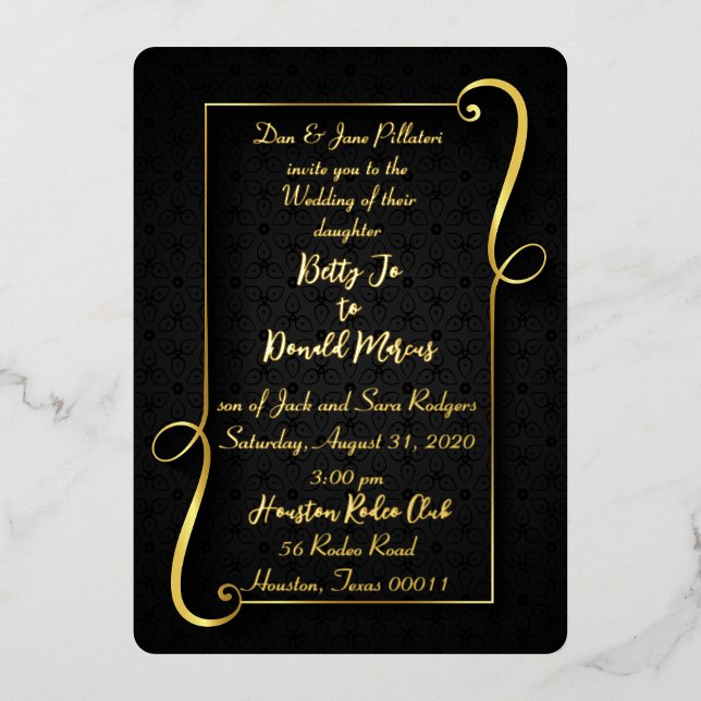 Twirling Together Foil Wedding Invitation Foil Invitation (Front)
