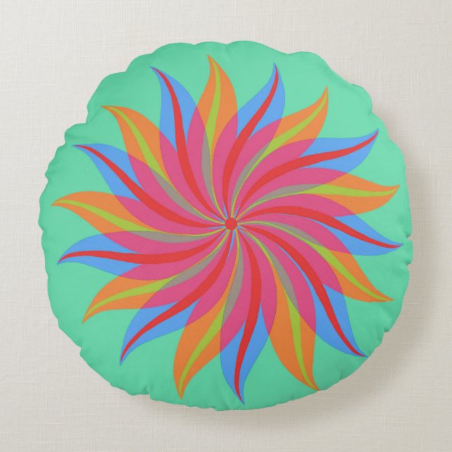 Twirls Round Pillow (Front)